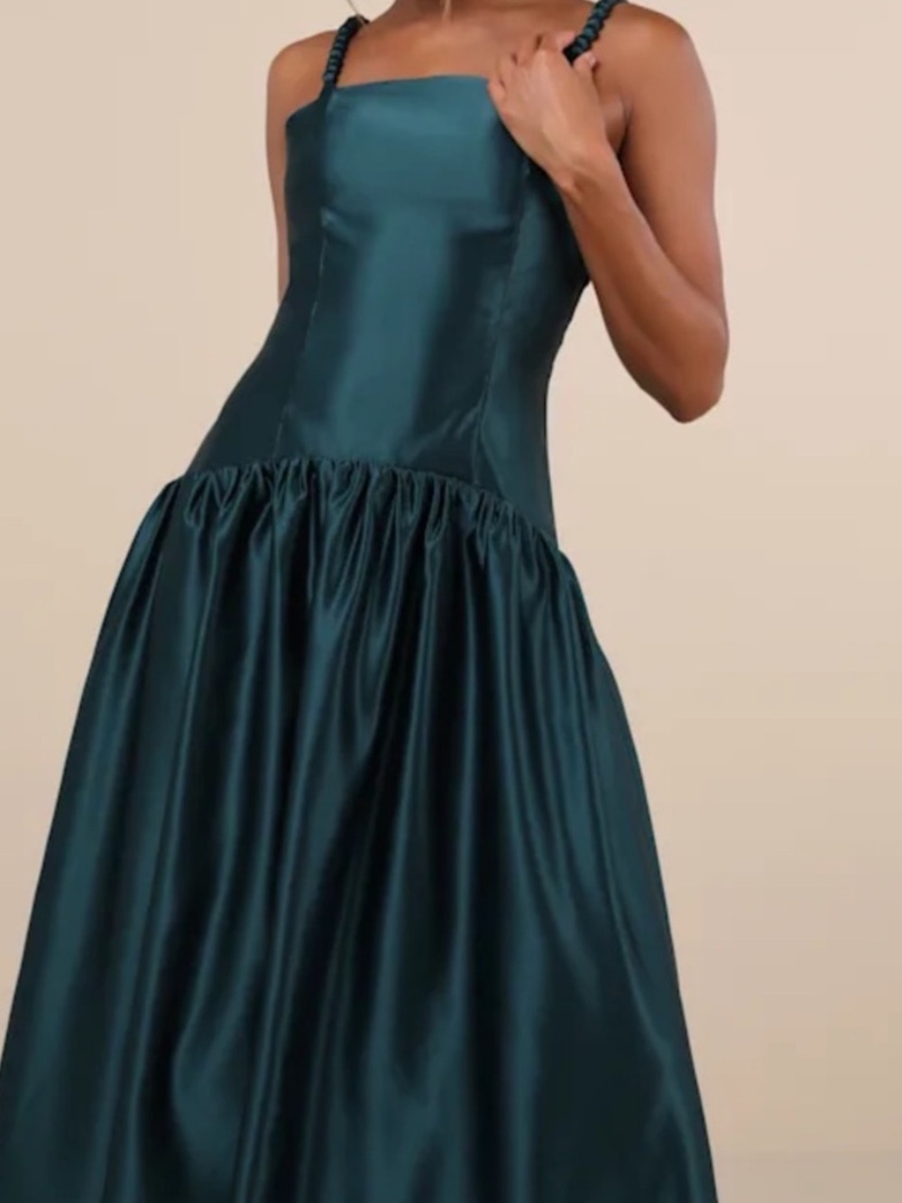 Lulus Modern Adoration Emerald Satin Backless Lace-Up Maxi Dress - Medium - Picture 2 of 4